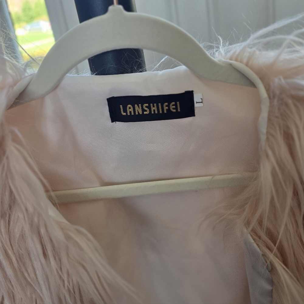 LANSHIFEI Blush Faux Fur Jacket L.vintage - Picture 2 of 6